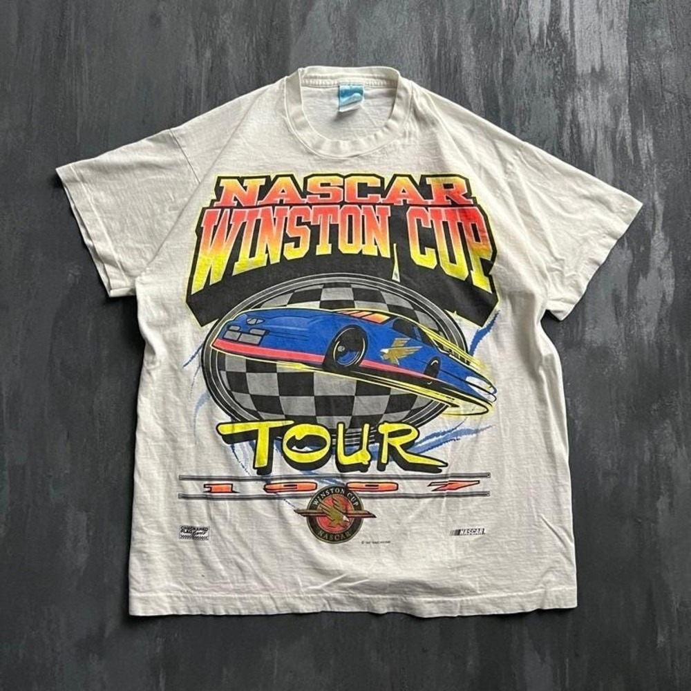 Vintage Nascar Winston Cup Shirt Mens XL White 1997 Tour USA Cars Racing